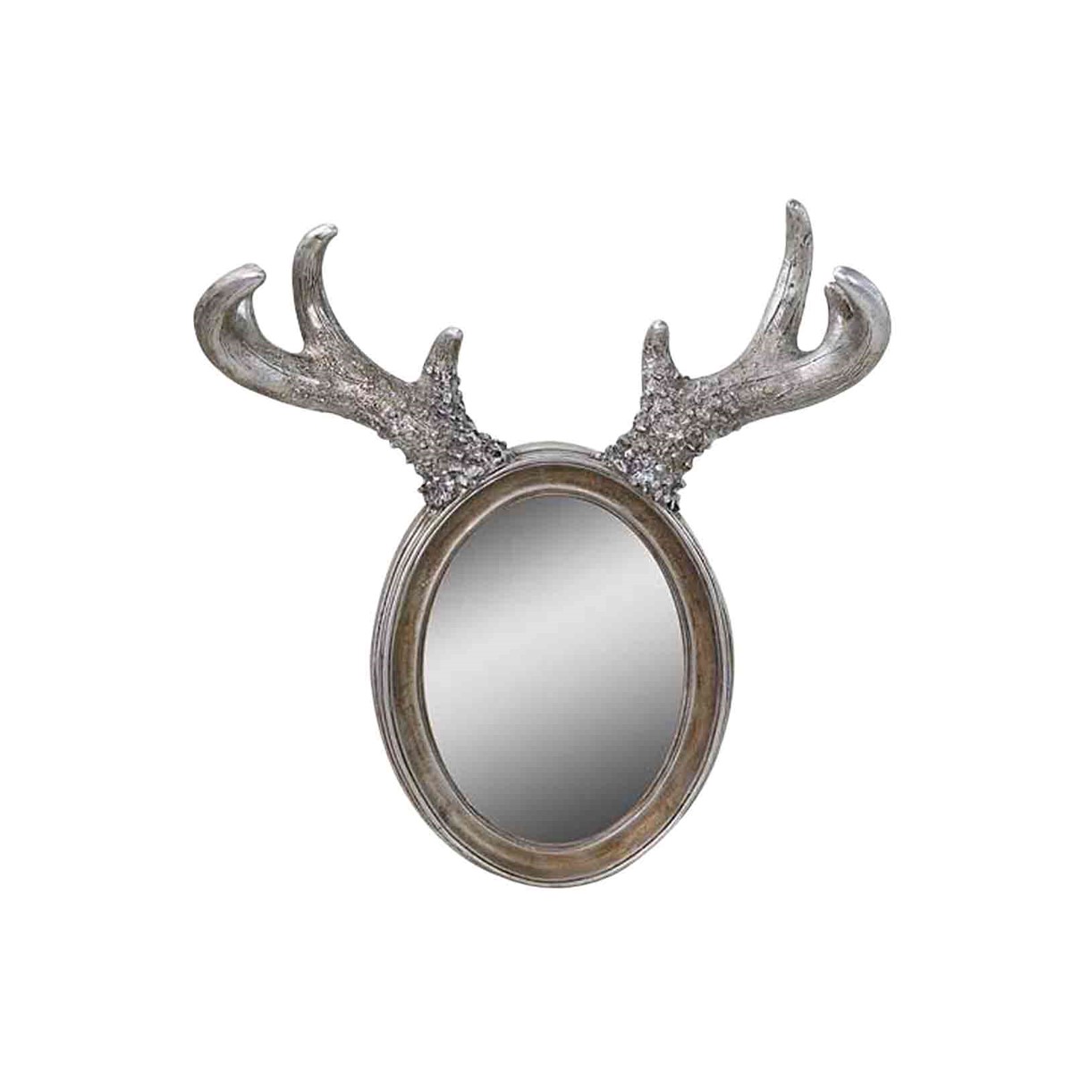 Miroir à cornes d'élan en résine argent (photo) Miroir à cornes d'élan en résine argent