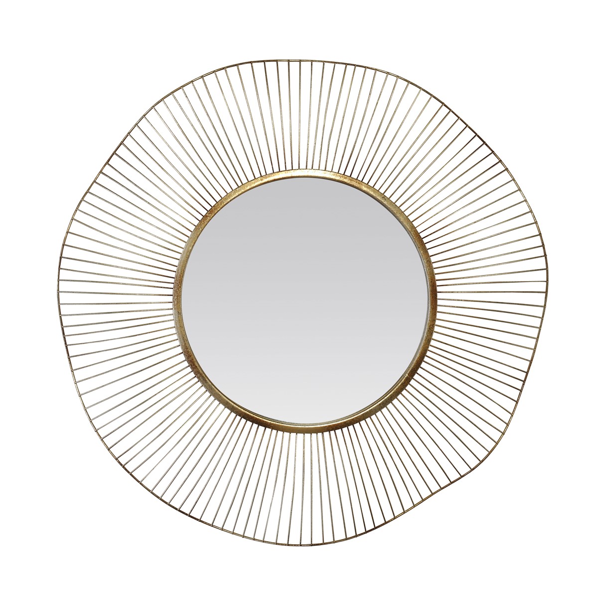 Miroir design rond en métal doré D75
