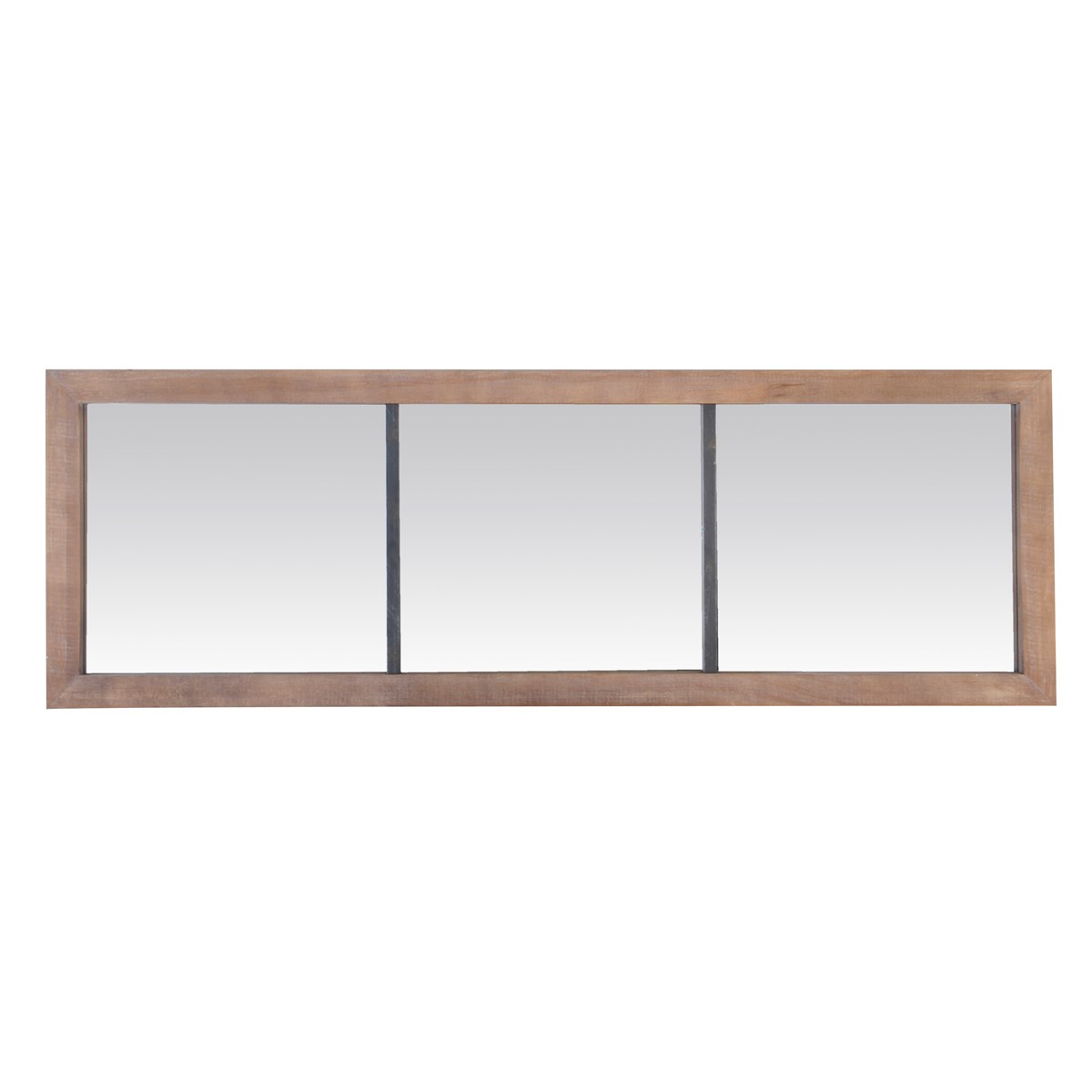 Miroir 3 bandes en métal et bois marron 150x50 (photo) Miroir 3 bandes en métal et bois marron 150x50