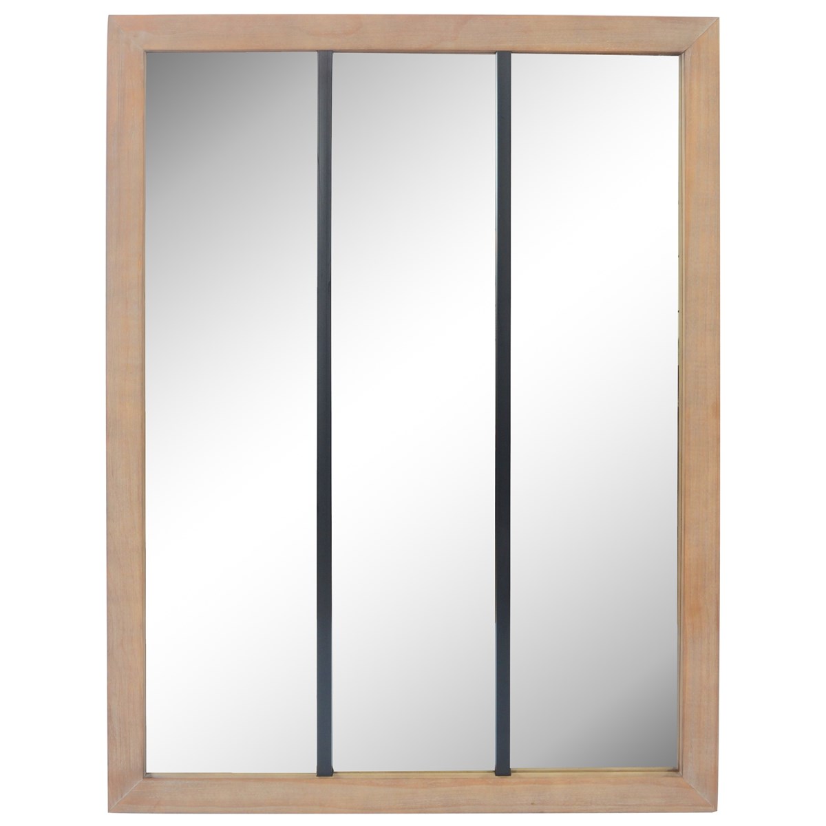 Miroir 3 bandes en bois marron et métal 85x113 (photo) Miroir 3 bandes en bois marron et métal 85x113