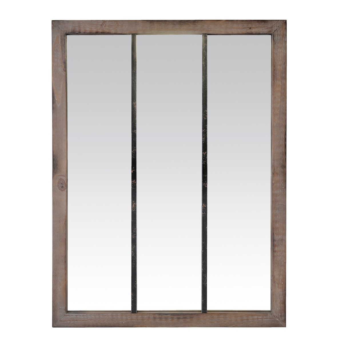 Miroir 3 bandes en bois marron foncé et métal 85x113 (photo) Miroir 3 bandes en bois marron foncé et métal 85x113