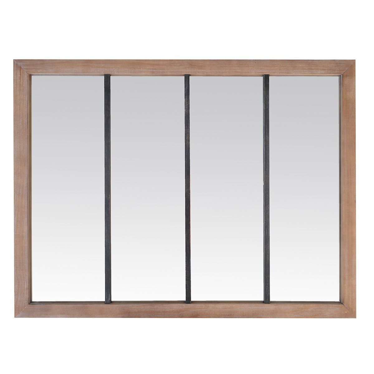 Miroir 4 bandes en bois et métal 120x90 (photo) Miroir 4 bandes en bois et métal 120x90