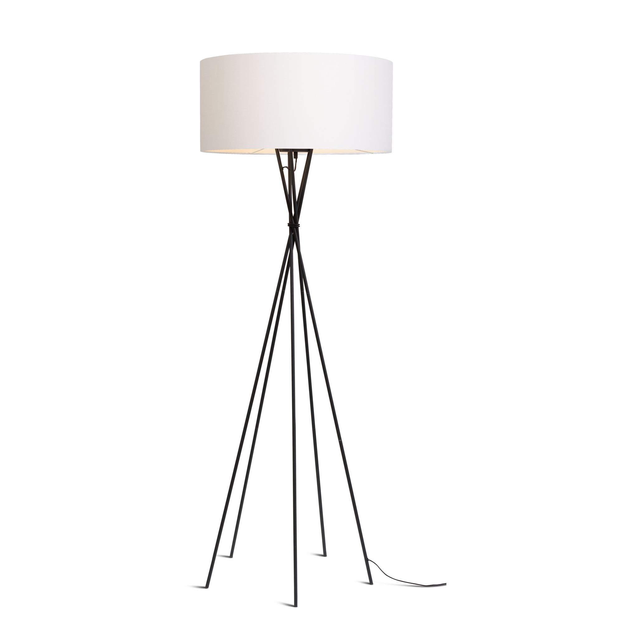 Lampadaire avec pieds noirs et abat-jour blanc H175cm (photo) Lampadaire avec pieds noirs et abat-jour blanc H175cm