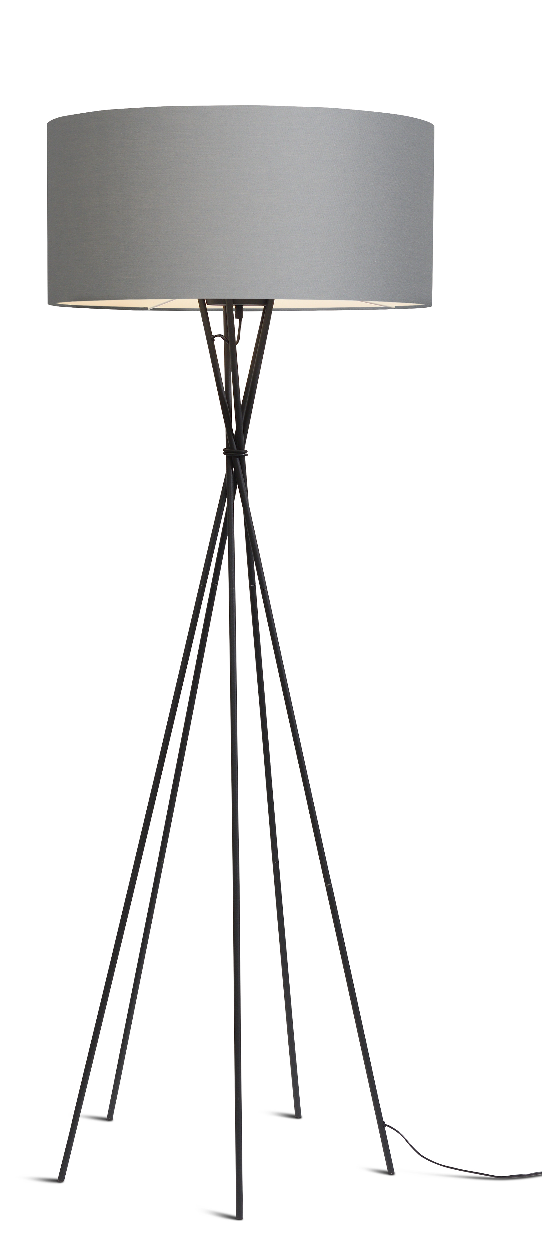 Lampadaire avec pieds noirs et abat-jour gris H175cm (photo) Lampadaire avec pieds noirs et abat-jour gris H175cm
