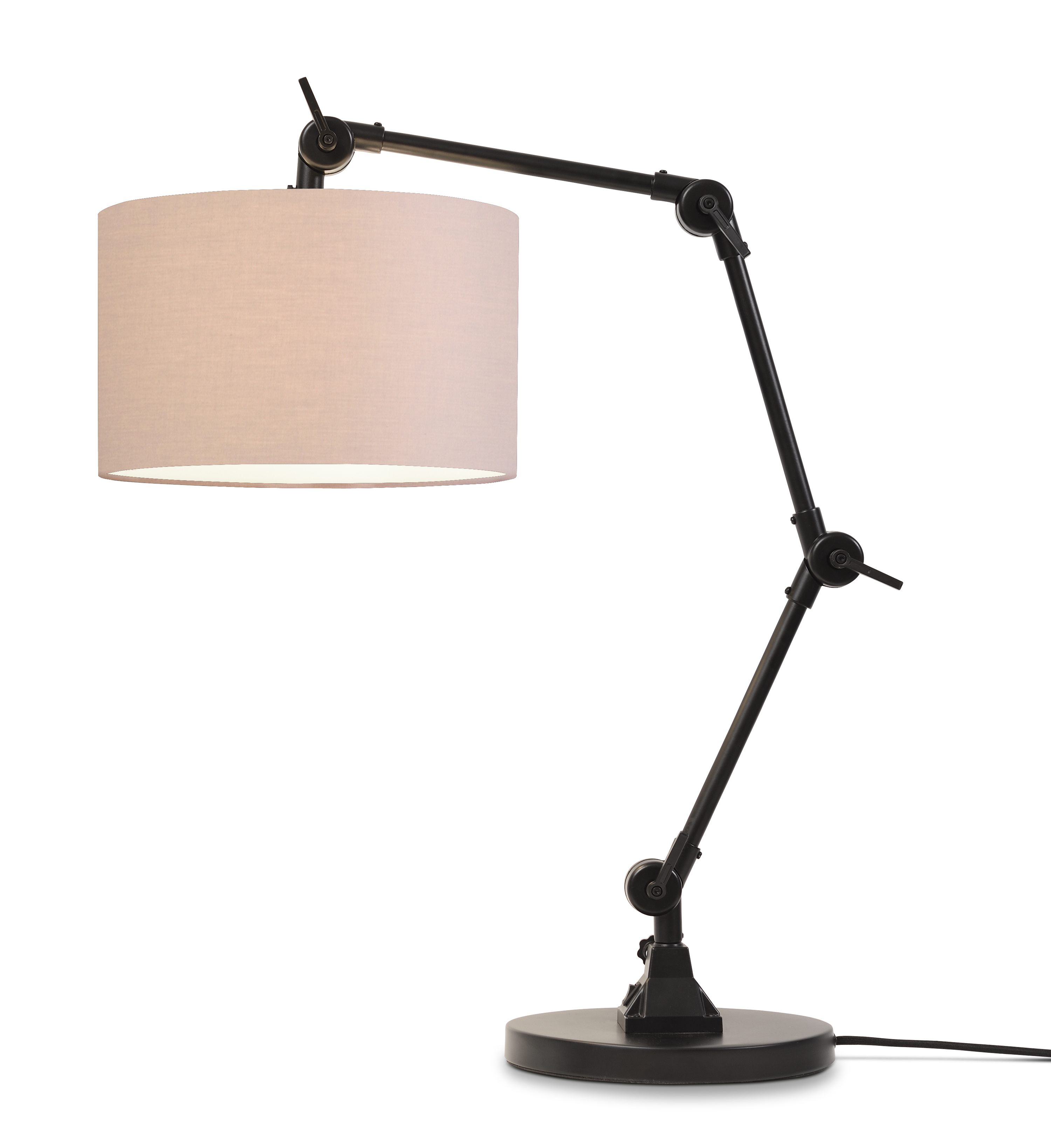 Lampe de table noire flexible et abat-jour beige H100cm Lampe de table noire flexible et abat-jour beige H100cm