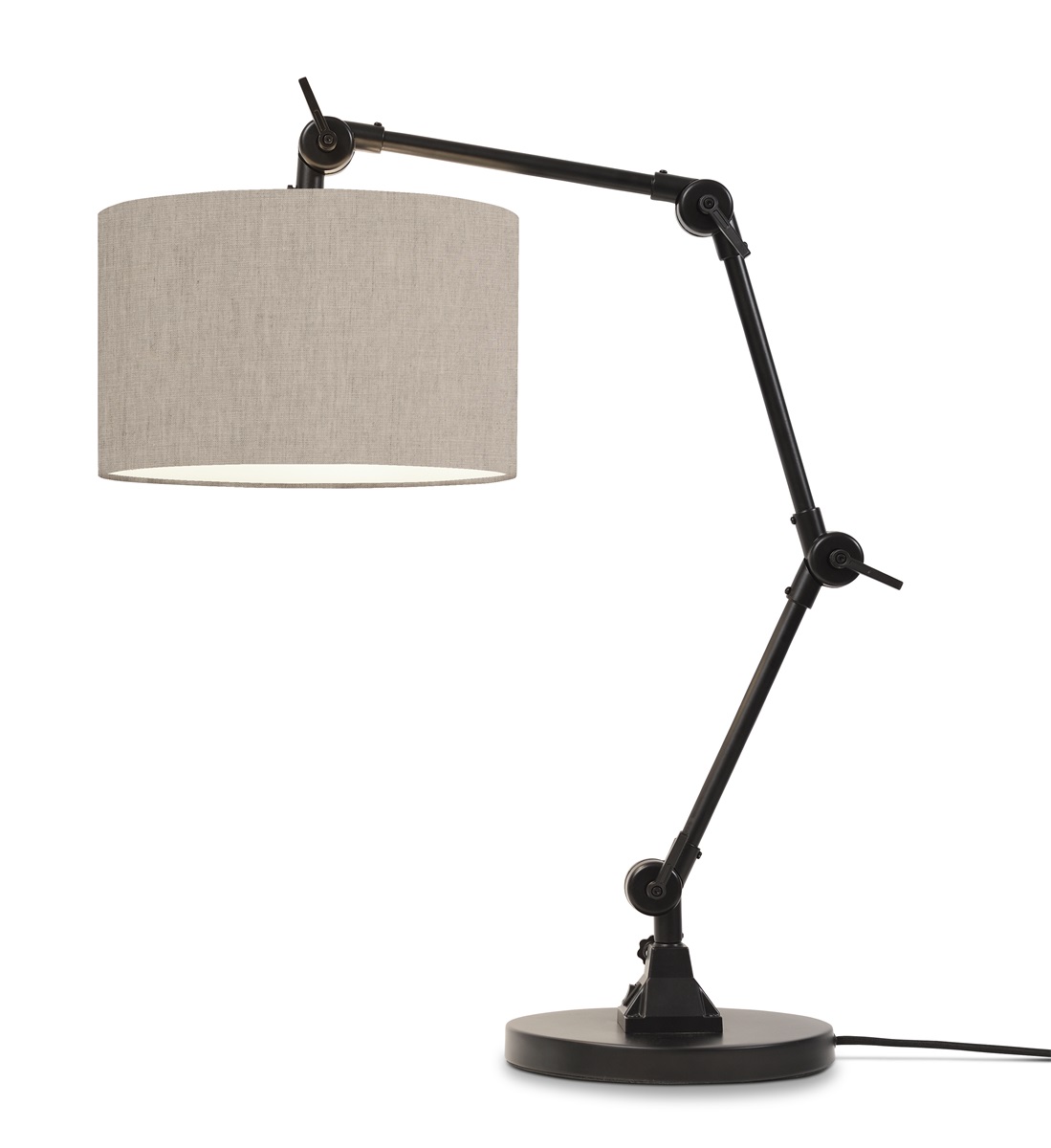 Lampe de table noire flexible et abat-jour gris clair H100cm Lampe de table noire flexible et abat-jour gris clair H100cm