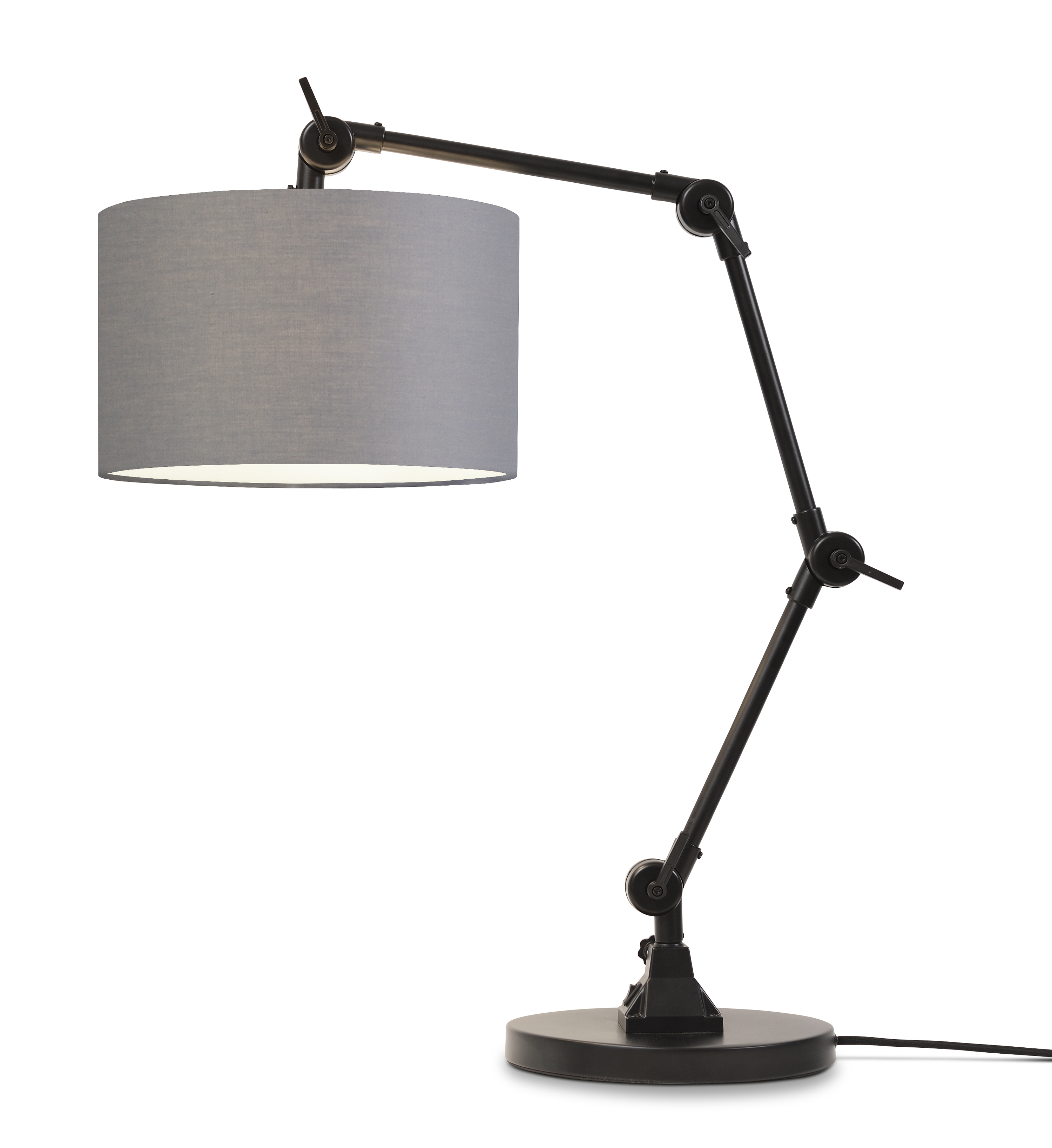 Lampe de table noire flexible et abat-jour gris H100cm Lampe de table noire flexible et abat-jour gris H100cm