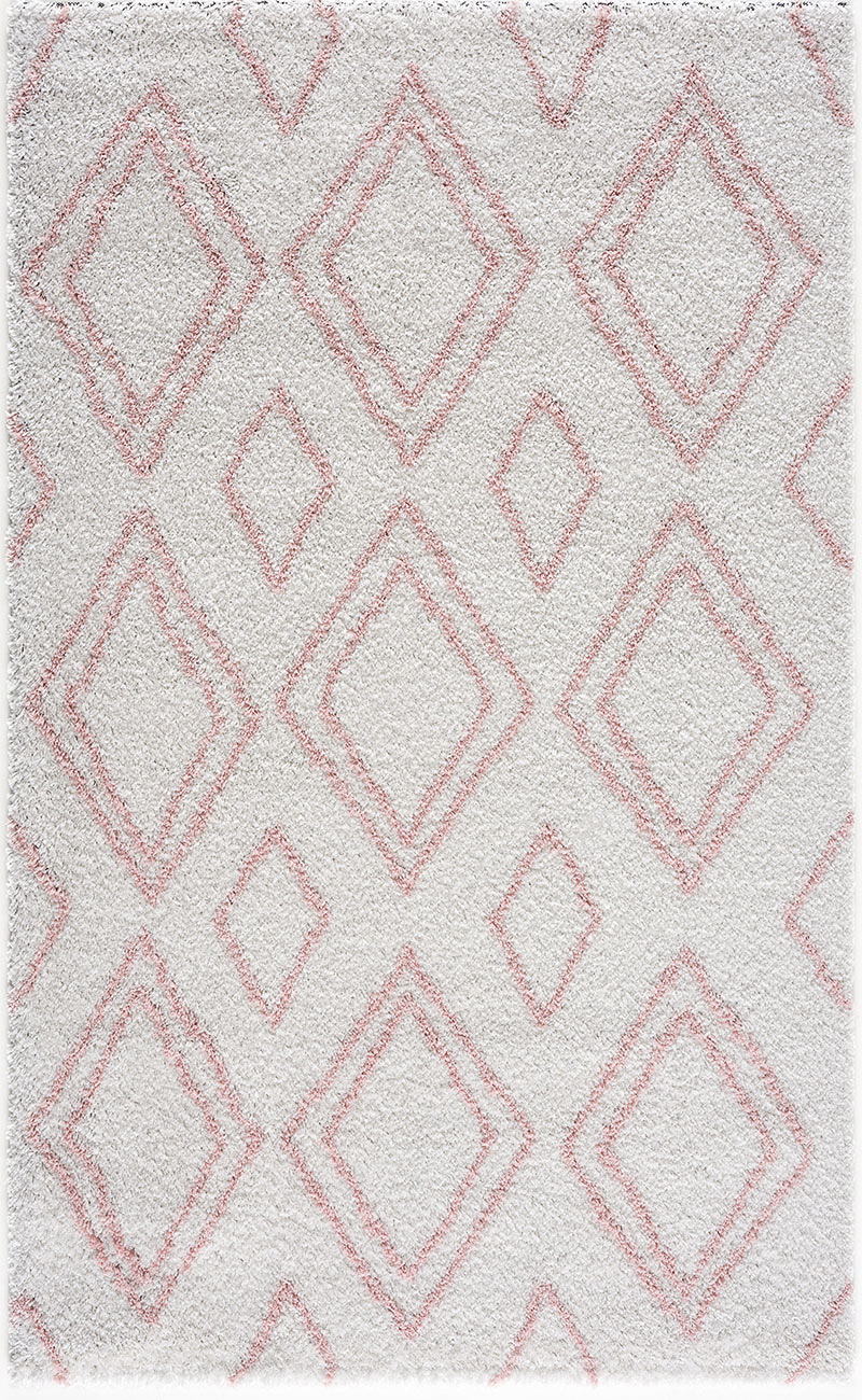 Tapis shaggy salon en laine artificielle rose losange 160X230 Tapis shaggy salon en laine artificielle rose losange 160X230