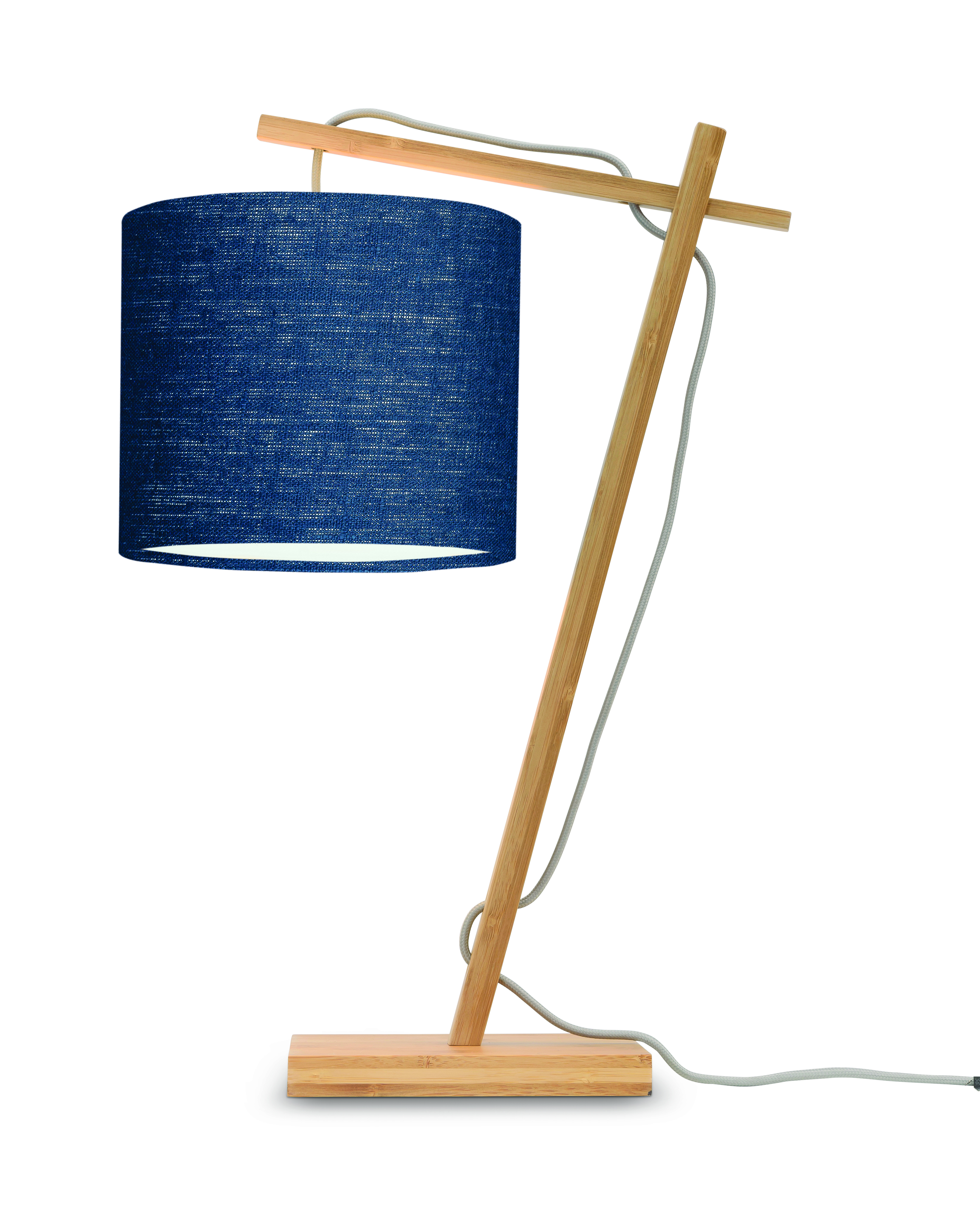 Lampe de table bambou/lin bleu H46cm Lampe de table bambou/lin bleu H46cm