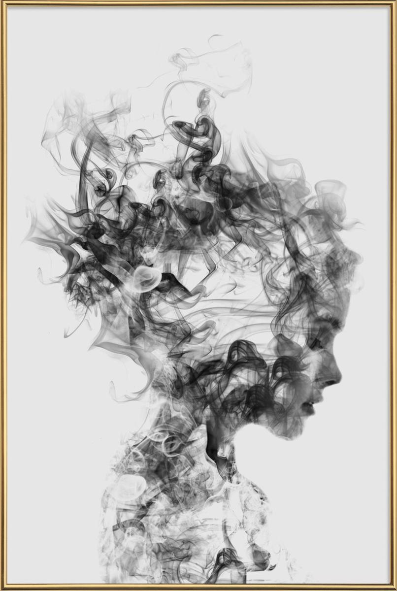 Affiche avec cadre standard (Doré) en Blanc & Gris/30x45 Affiche avec cadre standard (Doré) en Blanc & Gris/30x45