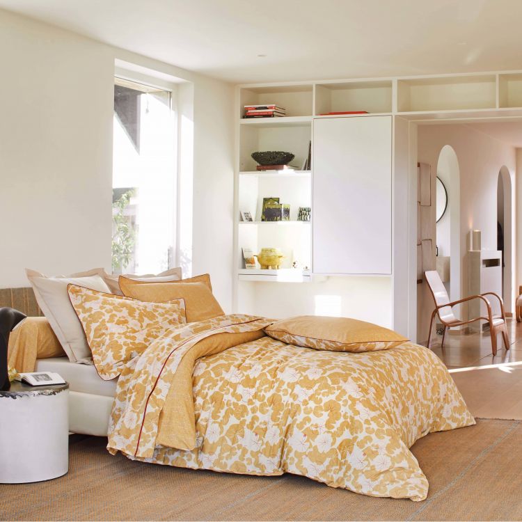 Housse de couette fantaisie en percale jaune 140x200 (photo) Housse de couette fantaisie en percale jaune 140x200