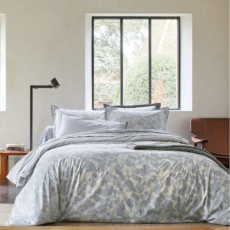 Housse de couette fantaisie en percale gris 200x200 (photo) Housse de couette fantaisie en percale gris 200x200