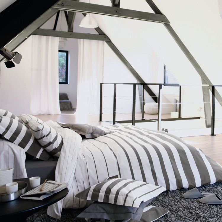 Housse de couette fantaisie en percale gris 240x220 (photo) Housse de couette fantaisie en percale gris 240x220