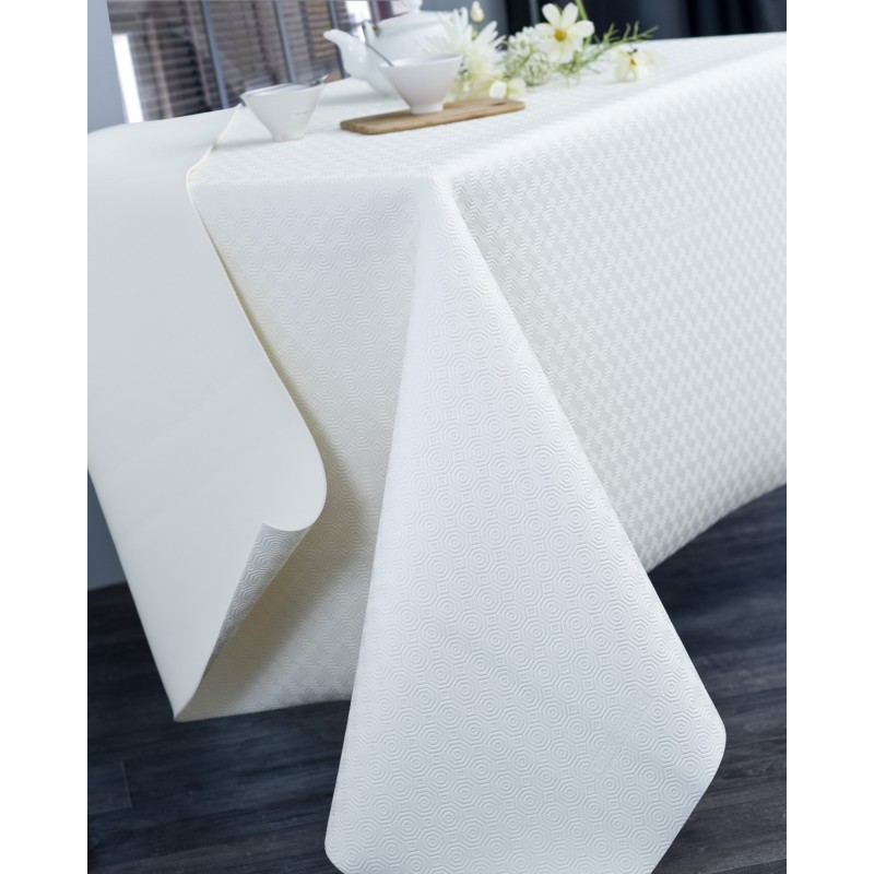 Protège table PVC blanc ovale 135x220 cm Protège table PVC blanc ovale 135x220 cm