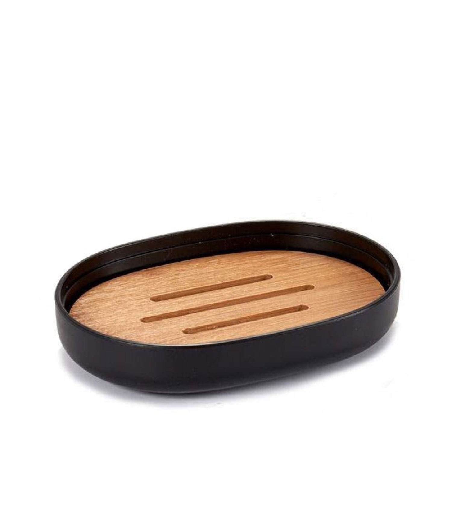 Porte savon noir et bambou Porte savon noir et bambou