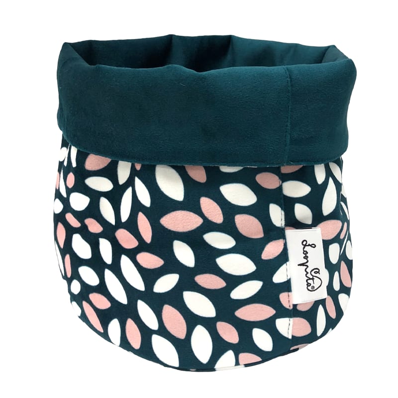 Panier fourre-tout réversible en velours rose, taille moyen Panier fourre-tout réversible en velours rose, taille moyen