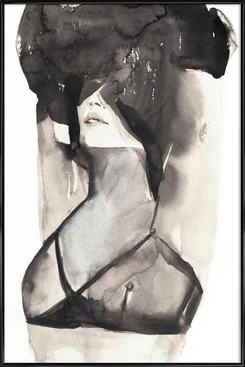 Affiche avec cadre standard (Noir) en Blanc & Gris/30x45 Affiche avec cadre standard (Noir) en Blanc & Gris/30x45