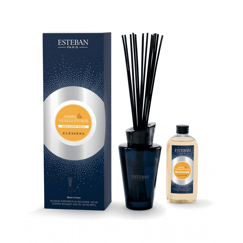 Bouquet parfumé et sa recharge ambre et vanille étoilée Bouquet parfumé et sa recharge ambre et vanille étoilée
