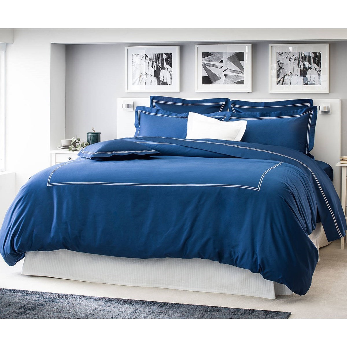 Drap plat luxe en Satin de coton Bleu 240x310 cm Drap plat luxe en Satin de coton Bleu 240x310 cm