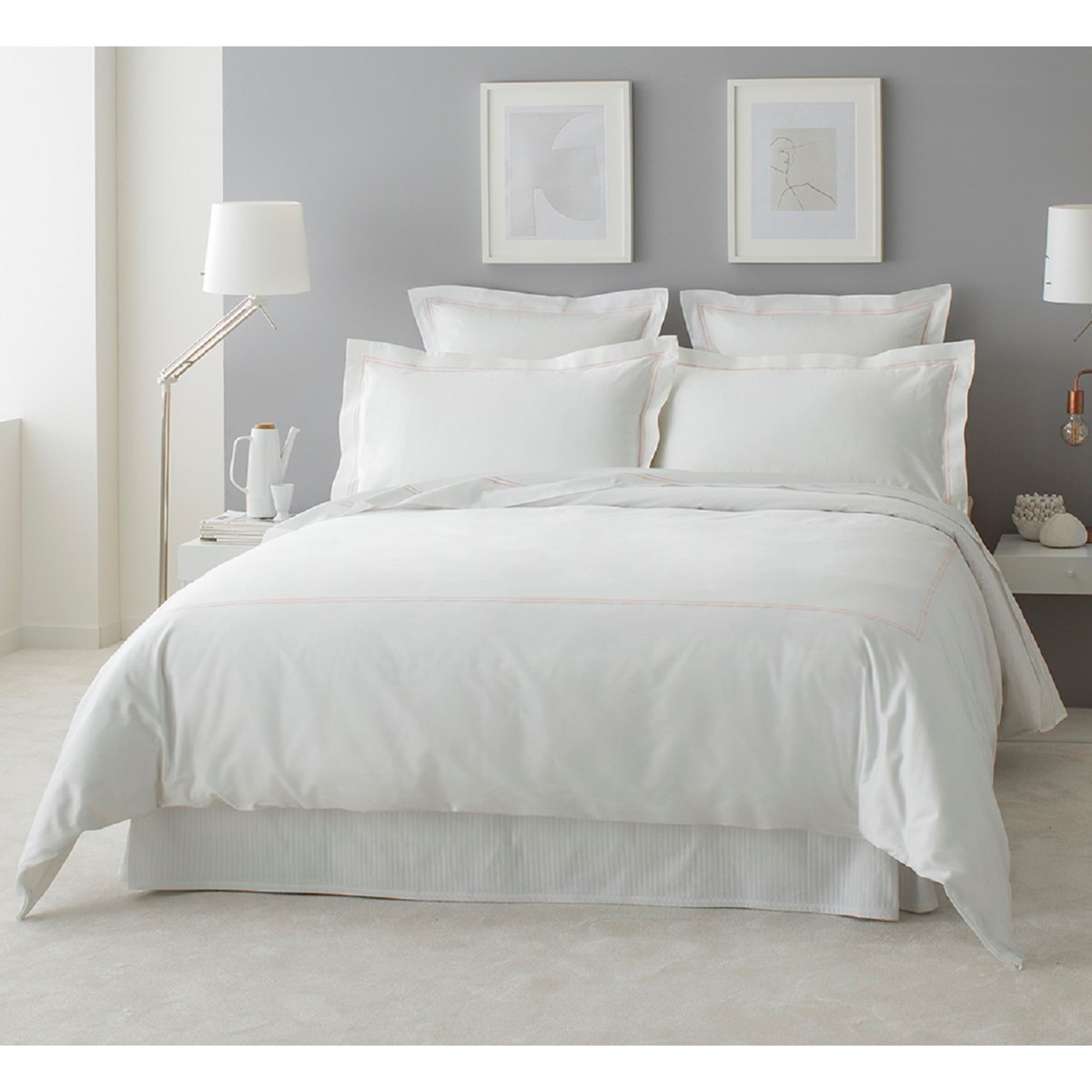 Drap plat luxe en Satin de coton Rose pâle 300x310 cm (photo) Drap plat luxe en Satin de coton Rose pâle 300x310 cm