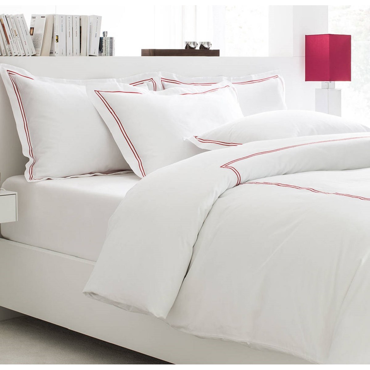 Housse de couette luxe en Satin de coton Rouge 280x260 cm Housse de couette luxe en Satin de coton Rouge 280x260 cm