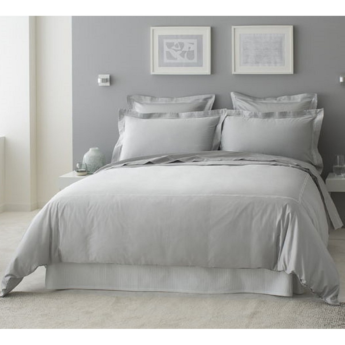 Housse de couette luxe en Satin de coton Gris clair 280x260 cm Housse de couette luxe en Satin de coton Gris clair 280x260 cm
