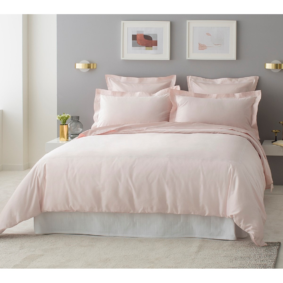 Housse de couette luxe en Satin de coton Rose pâle 200x200 cm Housse de couette luxe en Satin de coton Rose pâle 200x200 cm