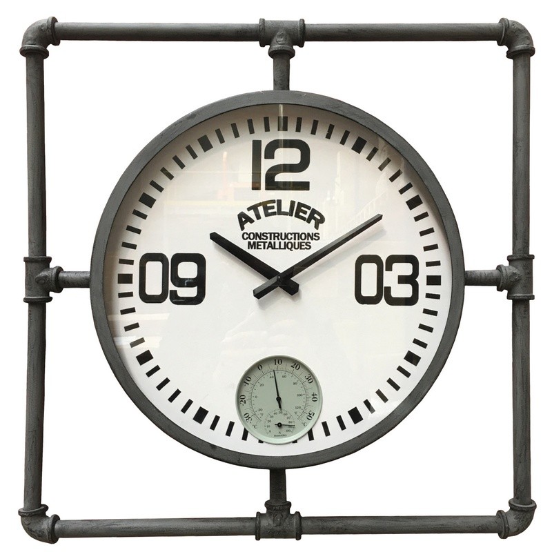 Horloge industrielle tuyau atelier 57x57