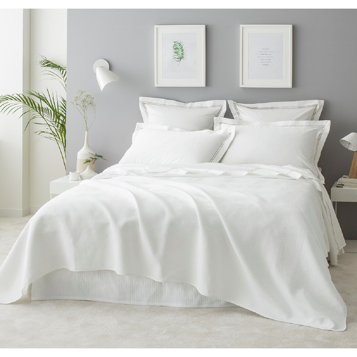 Couverture d'été luxe en Coton Blanc 240x260 cm Couverture d'été luxe en Coton Blanc 240x260 cm