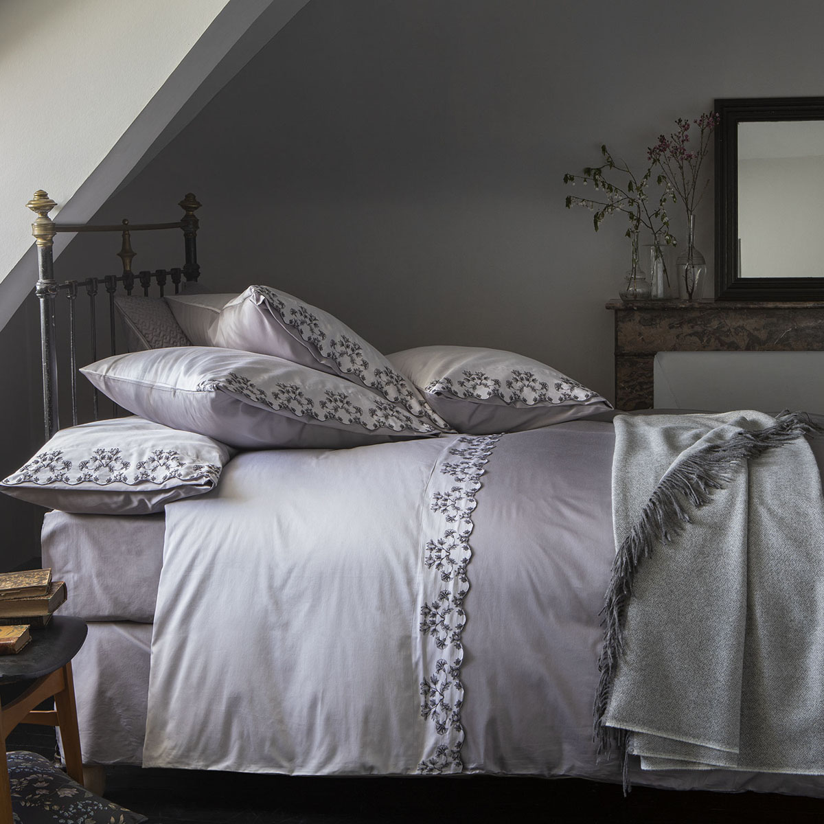 Housse de couette en satin de coton nacre/zibeline 240x220 (photo) Housse de couette en satin de coton nacre/zibeline 240x220