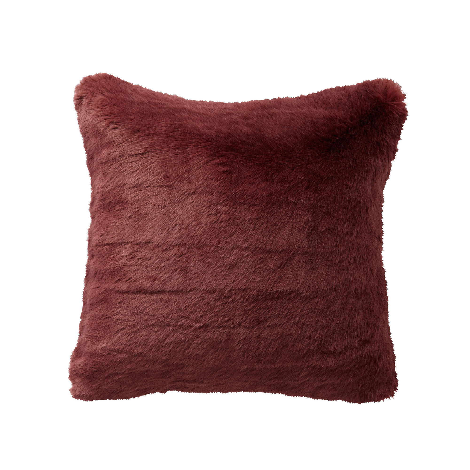 Taie de coussin en fausse fourrure et satin de coton rouge 50x50
