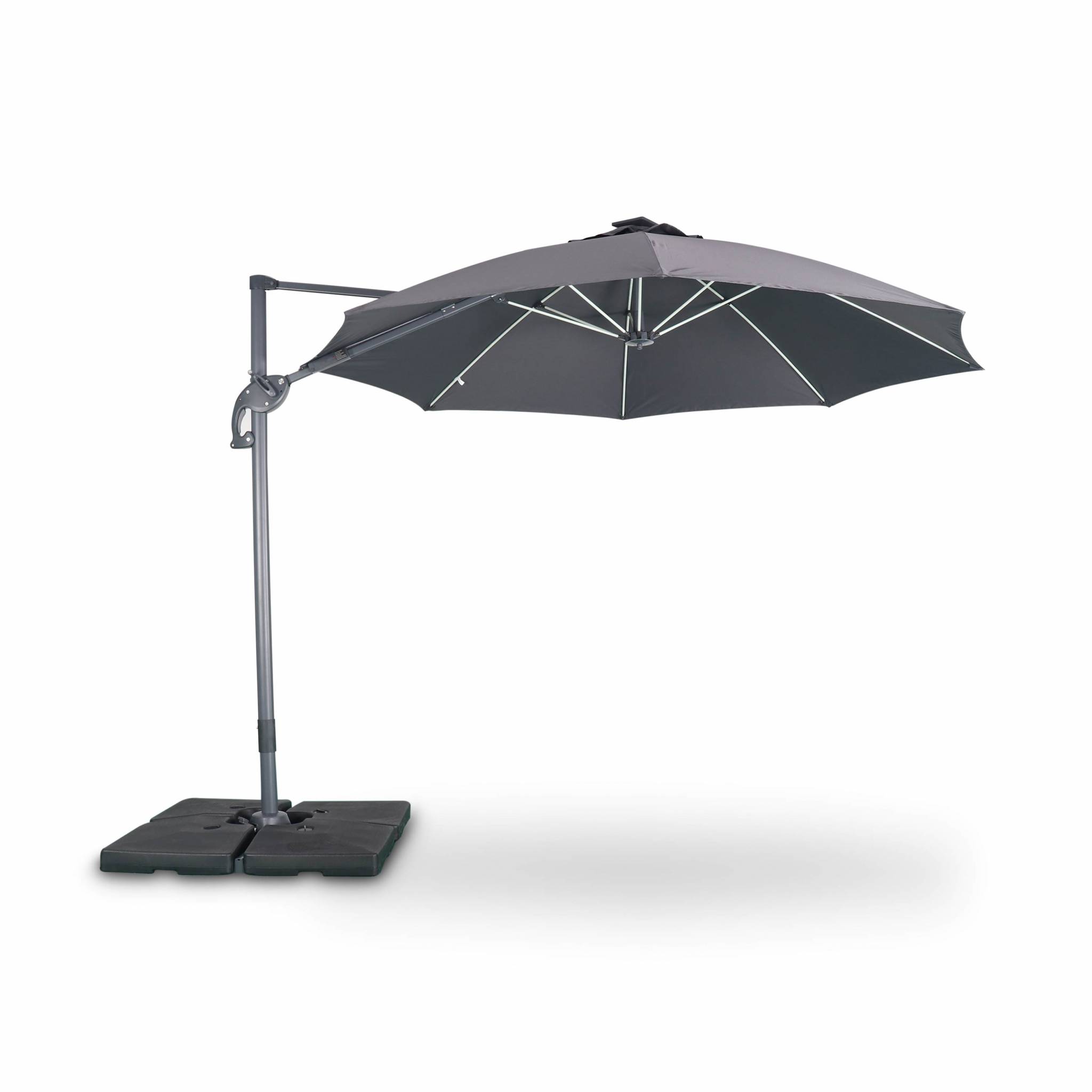 Parasol led déporté rond gris D3m (photo) Parasol led déporté rond gris D3m
