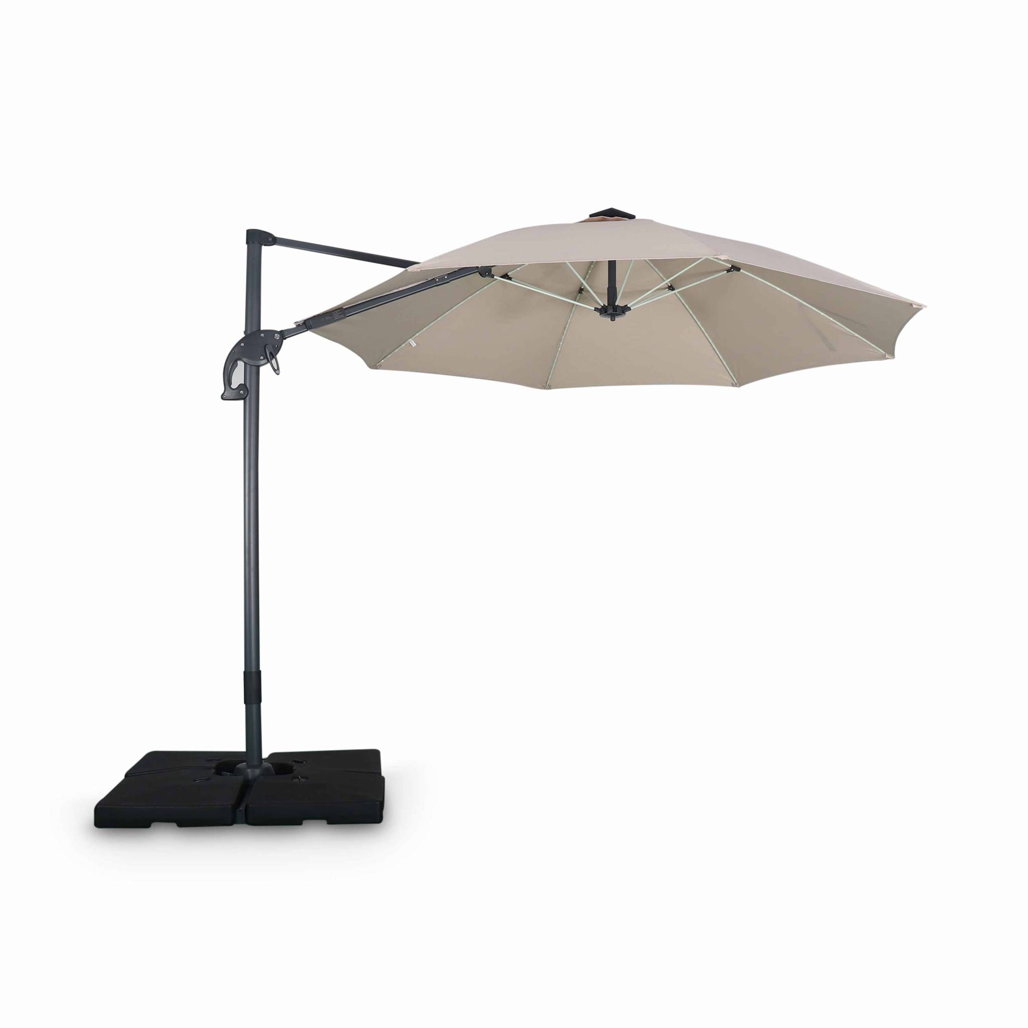 Parasol led déporté rond beige D3m (photo) Parasol led déporté rond beige D3m