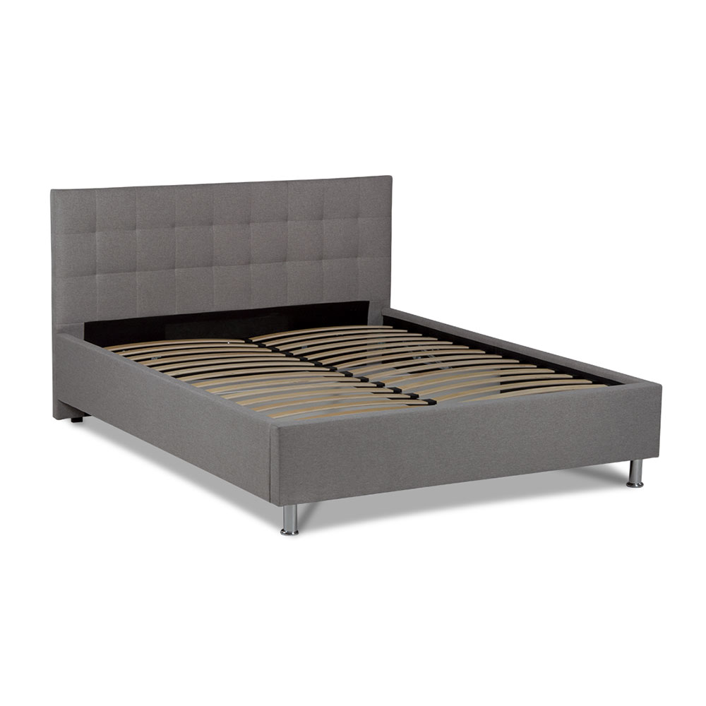 Lit coffre tissu gris 180x200 cm (photo) Lit coffre tissu gris 180x200 cm