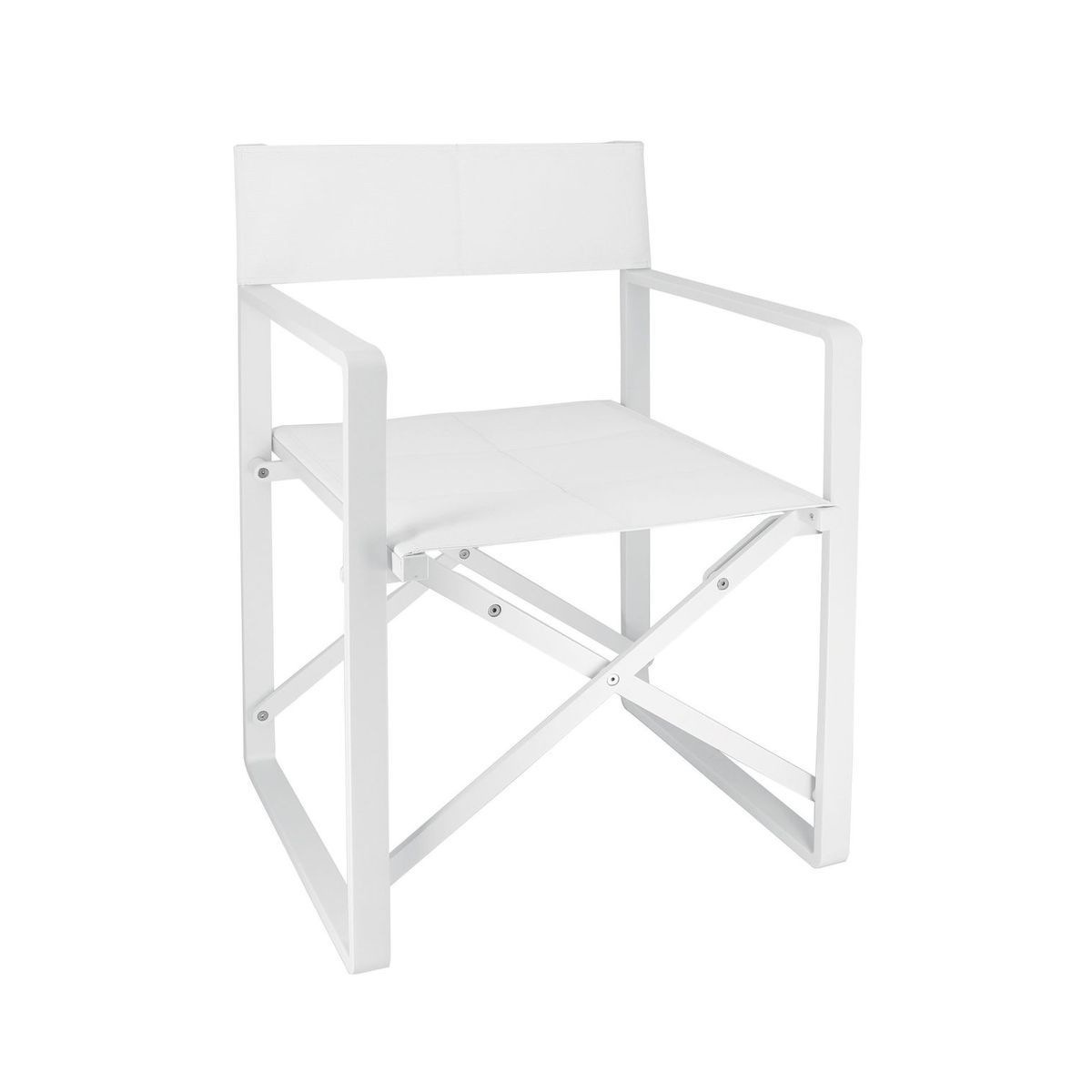 Fauteuil pliable blanc pieds en aluminium