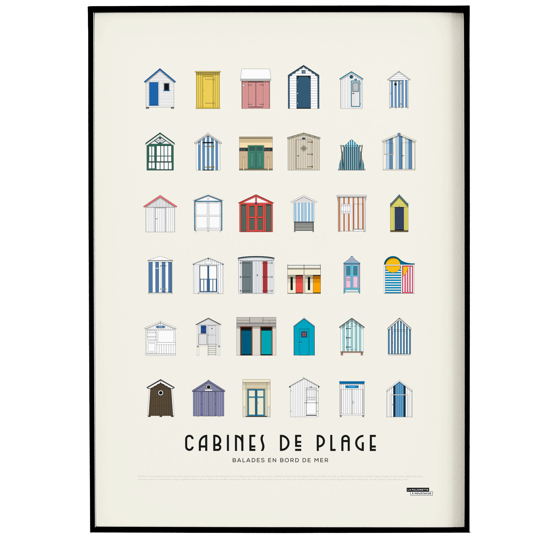 Affiche d'art cabines de plage 50 X 70 cm Affiche d'art cabines de plage 50 X 70 cm