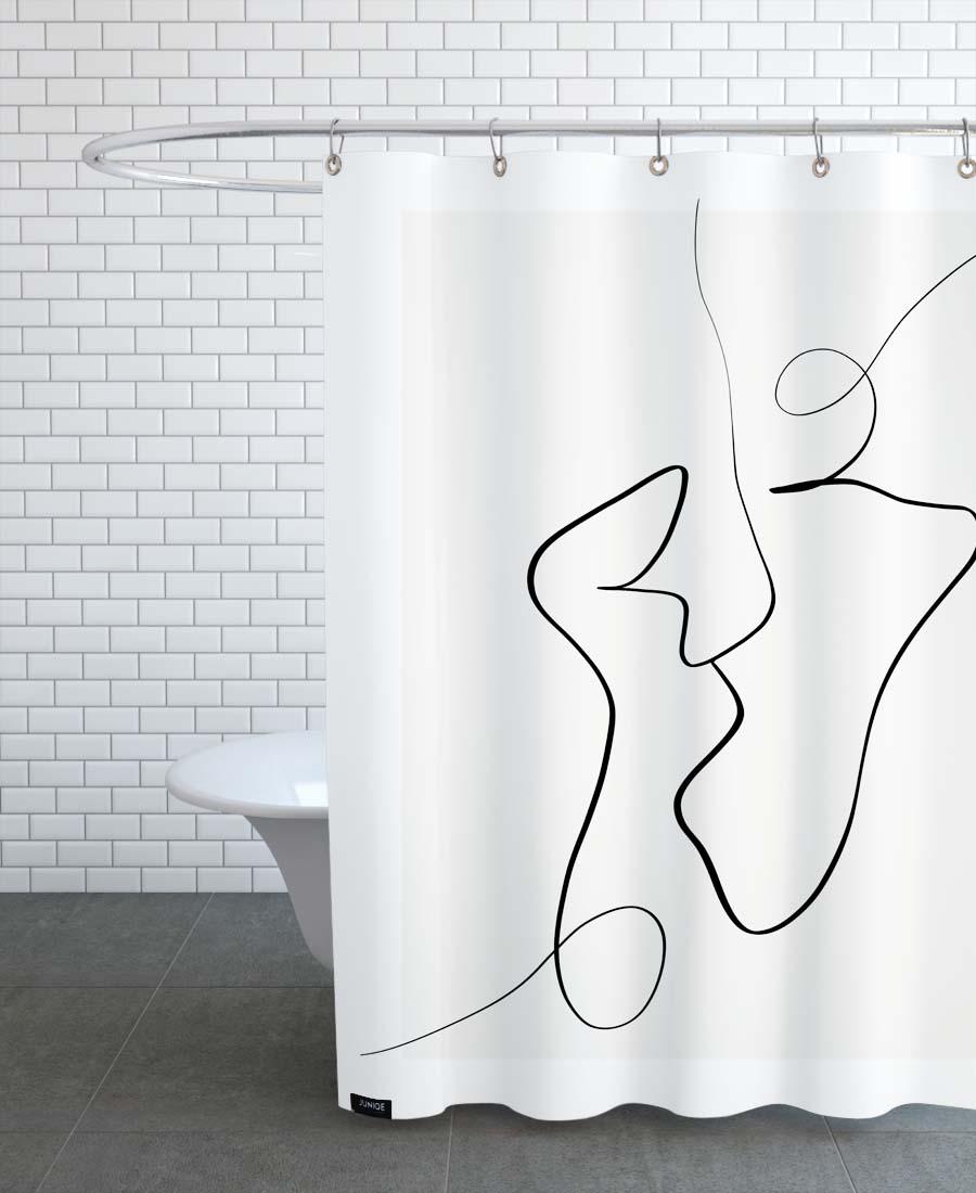 rideau de douche en polyester en blanc & blanc ivoire 150x200
