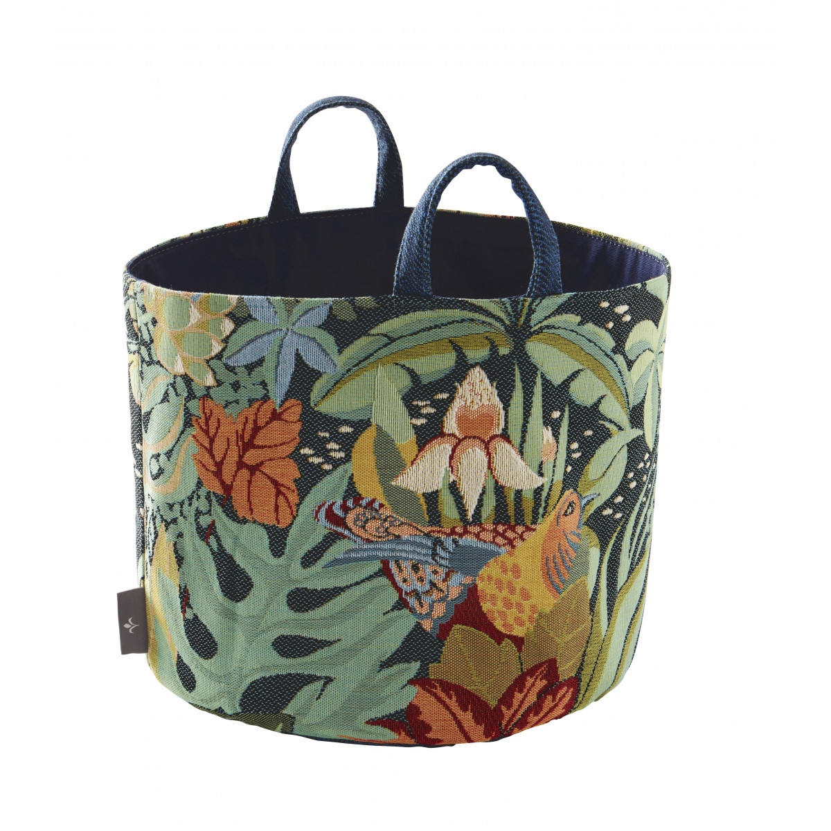 Panier jungle aux oiseaux tissé vert 25x28 Panier jungle aux oiseaux tissé vert 25x28