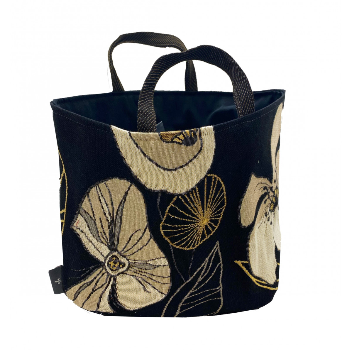 Grand panier fleurs abstraites noir 25x28 Grand panier fleurs abstraites noir 25x28