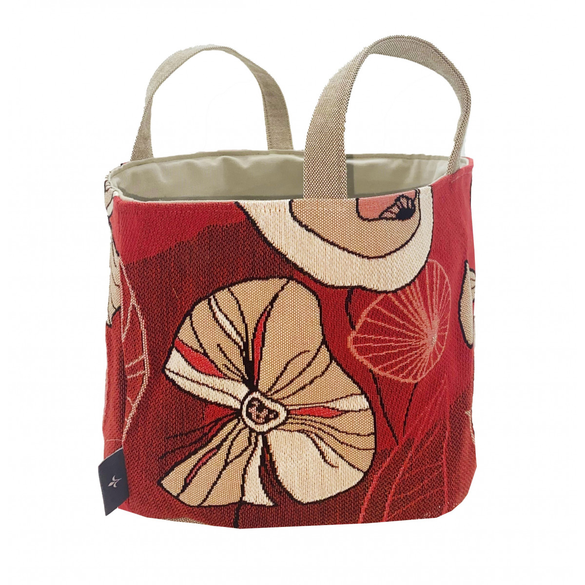 Grand panier fleurs abstraites rouge 25x28 Grand panier fleurs abstraites rouge 25x28