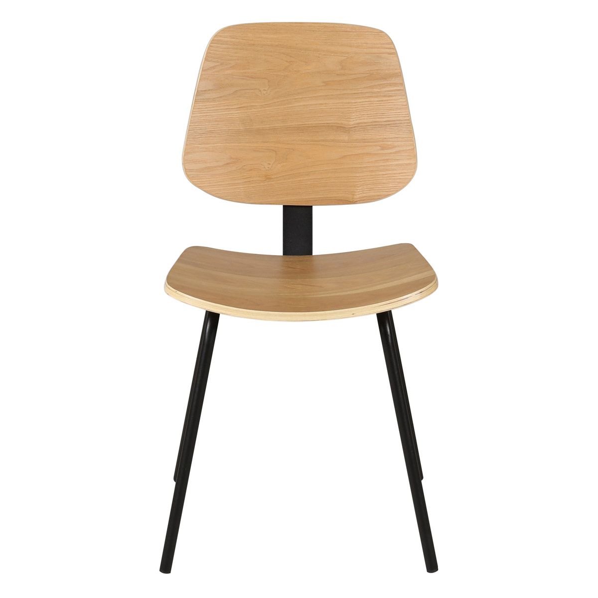 Chaise bois plaqué frêne et métal design marron