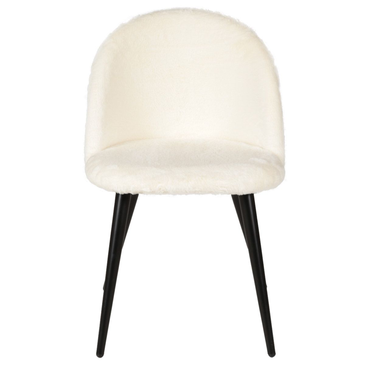 Chaise en fausse fourrure blanche et pieds métal noir Chaise en fausse fourrure blanche et pieds métal noir