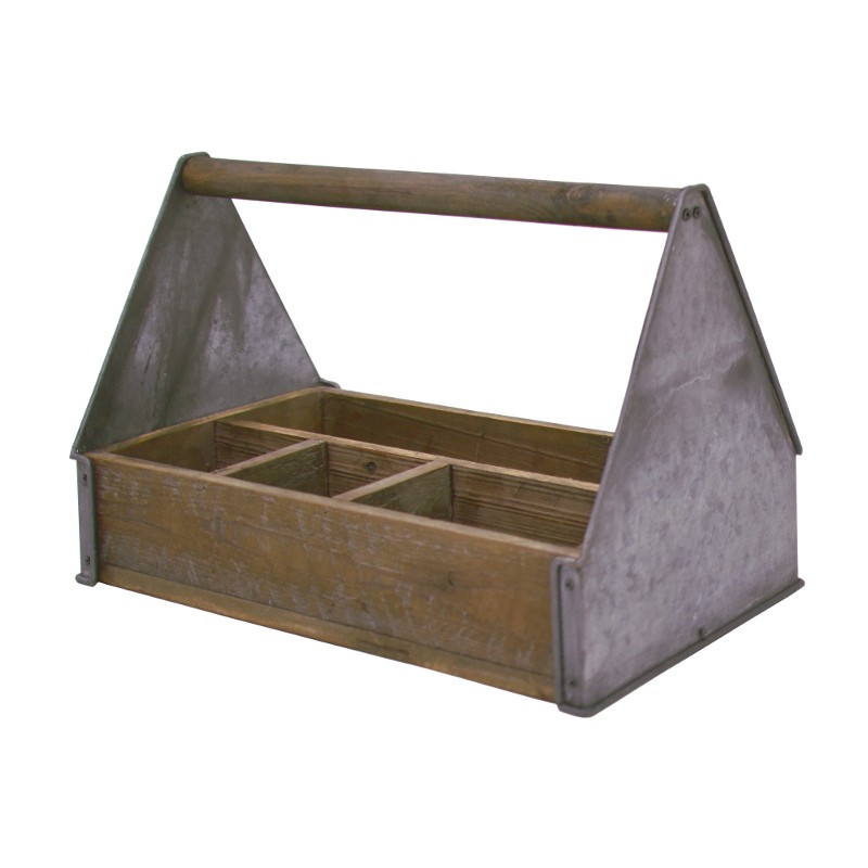 Style ancien panier en bois et zinc 30x45 (photo) Style ancien panier en bois et zinc 30x45