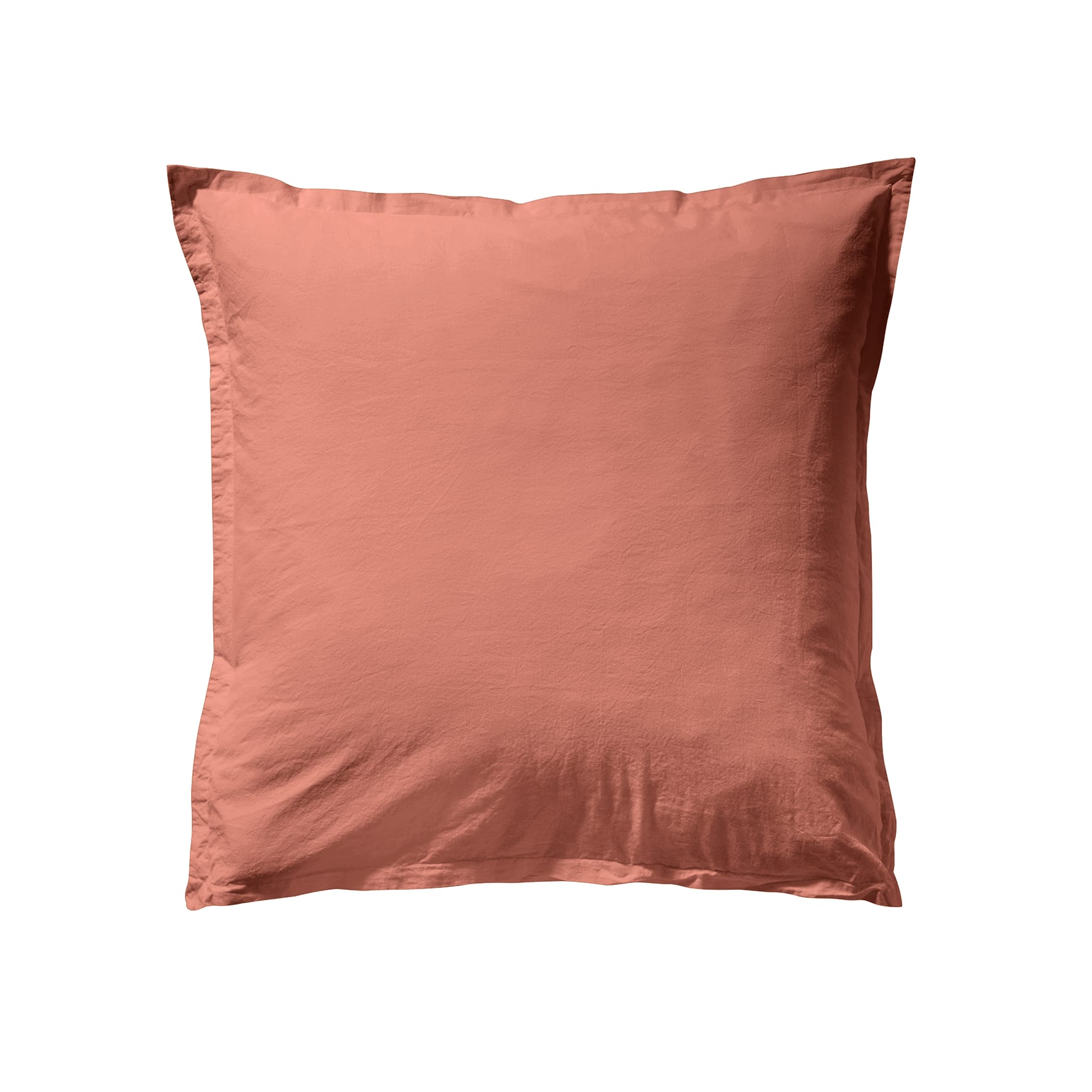 Taie d'oreiller unie en coton lavé Terracotta 65x65 Taie d'oreiller unie en coton lavé Terracotta 65x65