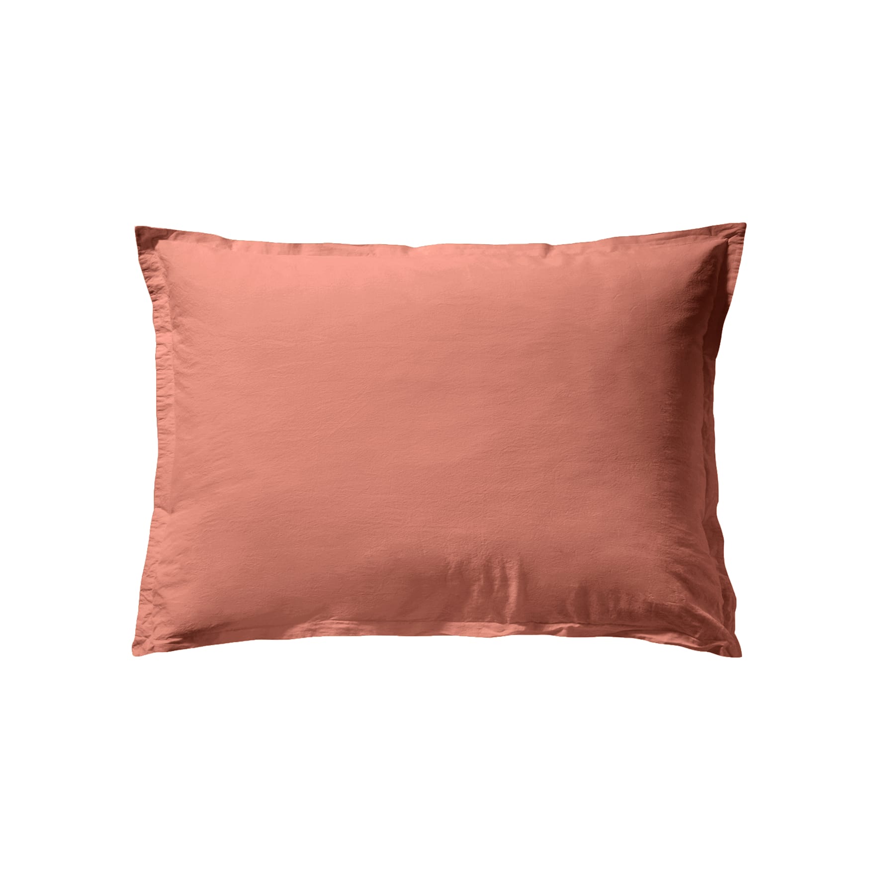 Taie d'oreiller unie en coton lavé Terracotta 50x70 Taie d'oreiller unie en coton lavé Terracotta 50x70