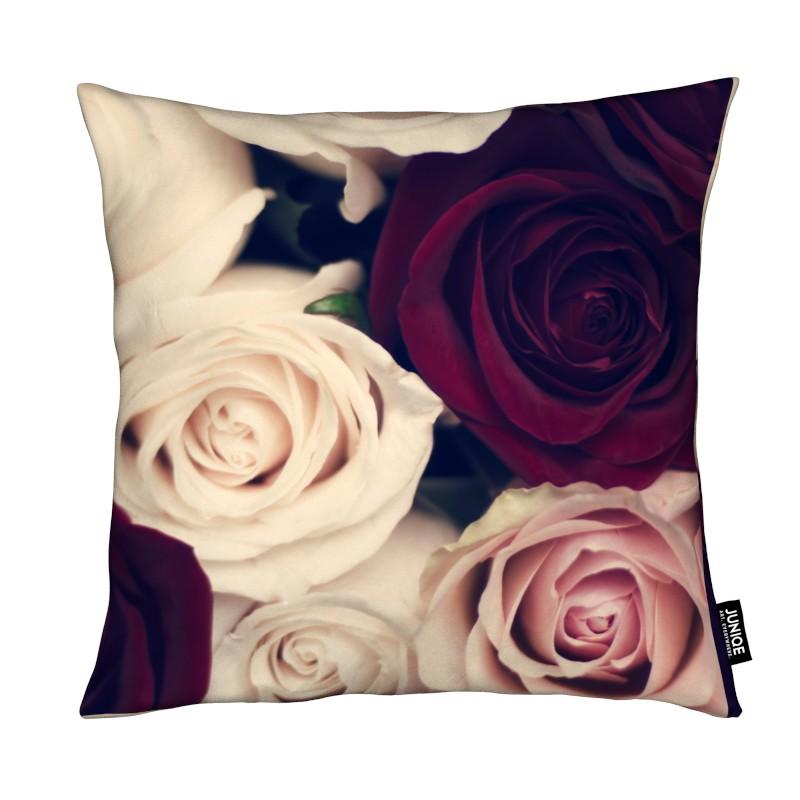 Coussin en microfibre en Blanc ivoire & Rouge/30x30 Coussin en microfibre en Blanc ivoire & Rouge/30x30