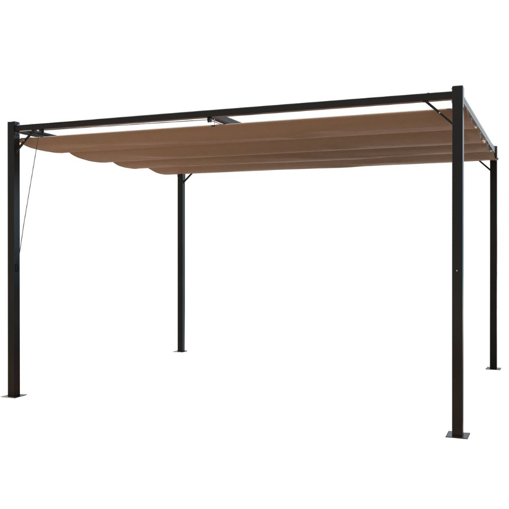 Pergola autoportante 3x4m avec toile en polyester taupe TUSA