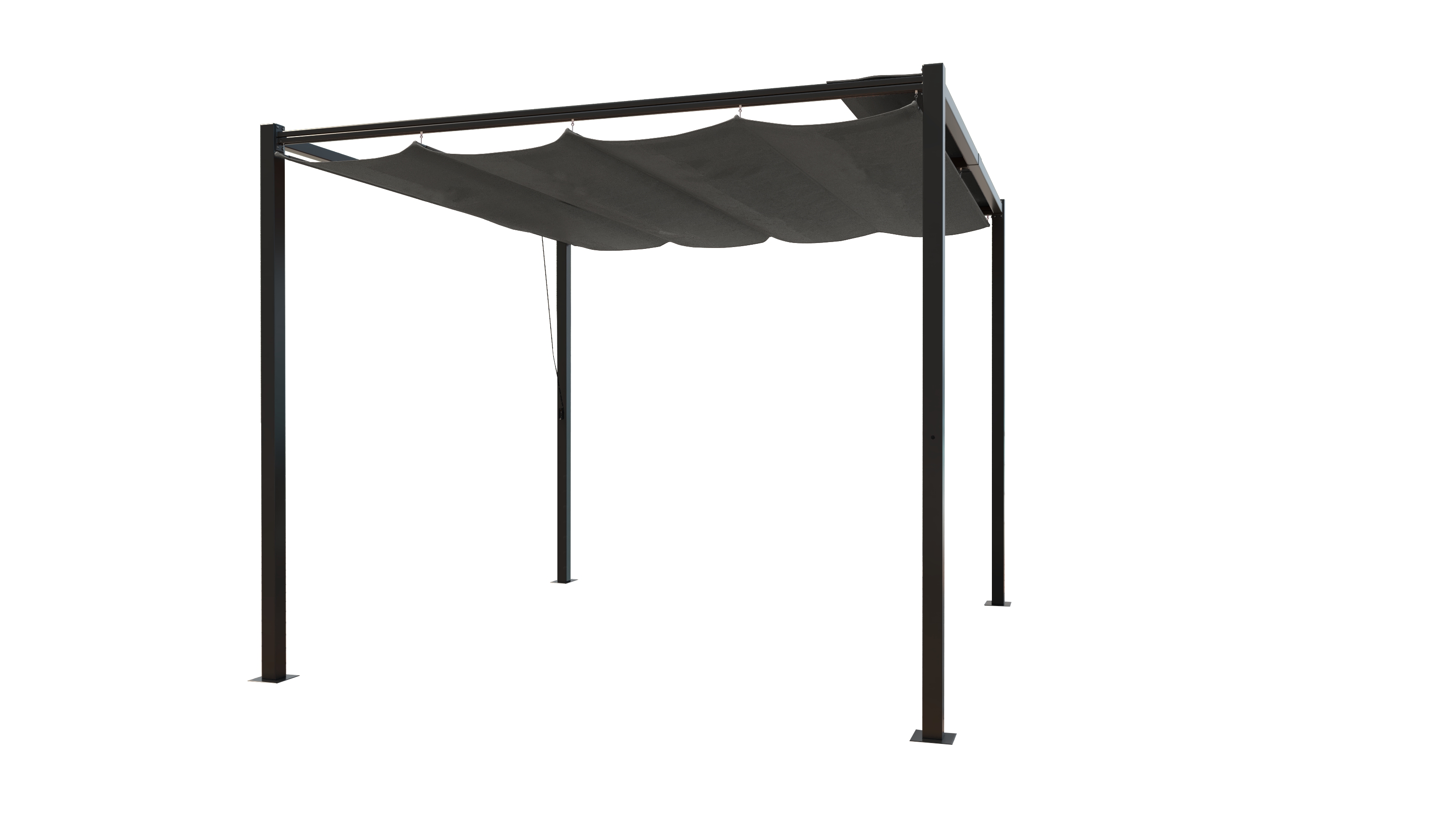 Pergola autoportante 3 x 3 m en acier avec toile grise