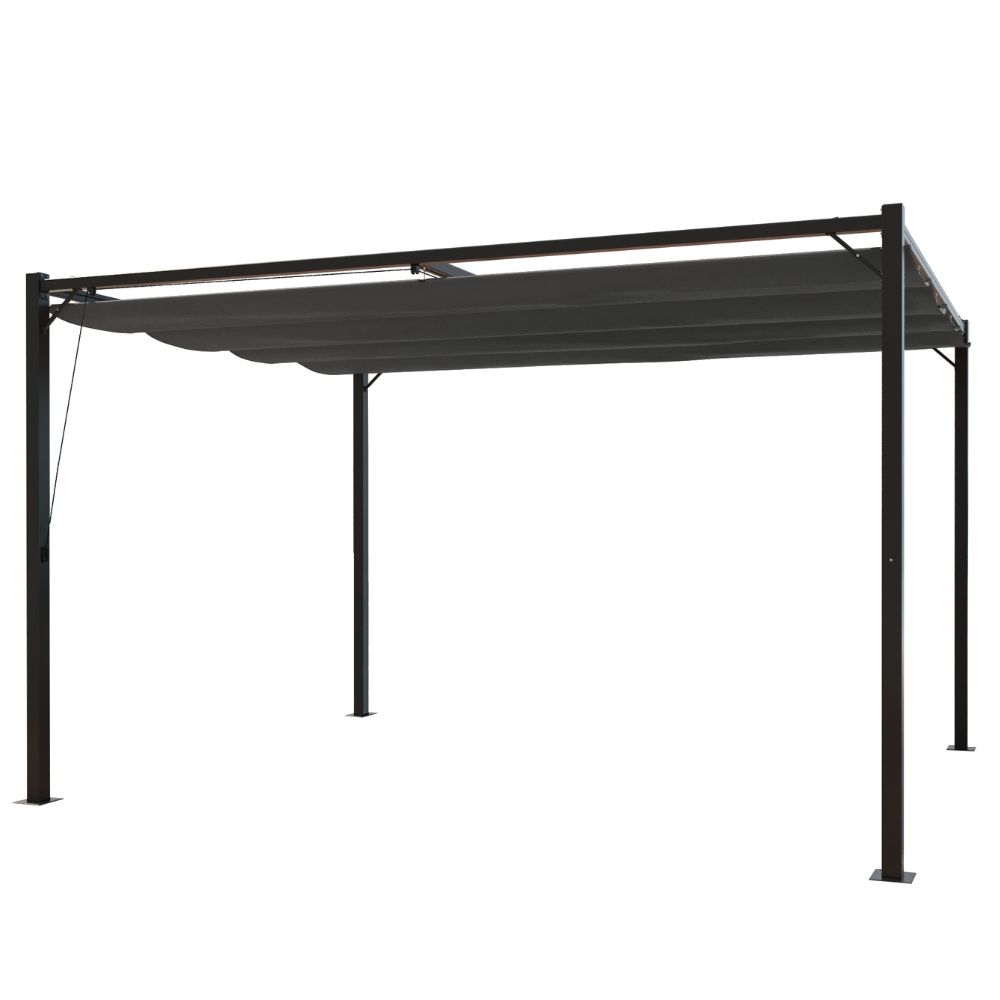 Pergola autoportante 3 x 4 m en acier avec toile grise