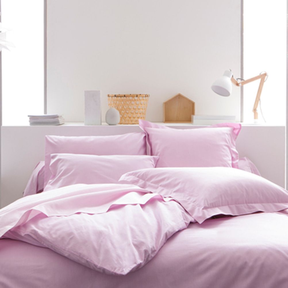 Drap plat poudre de lilas en coton 57 fils 140x200 (photo) Drap plat poudre de lilas en coton 57 fils 140x200